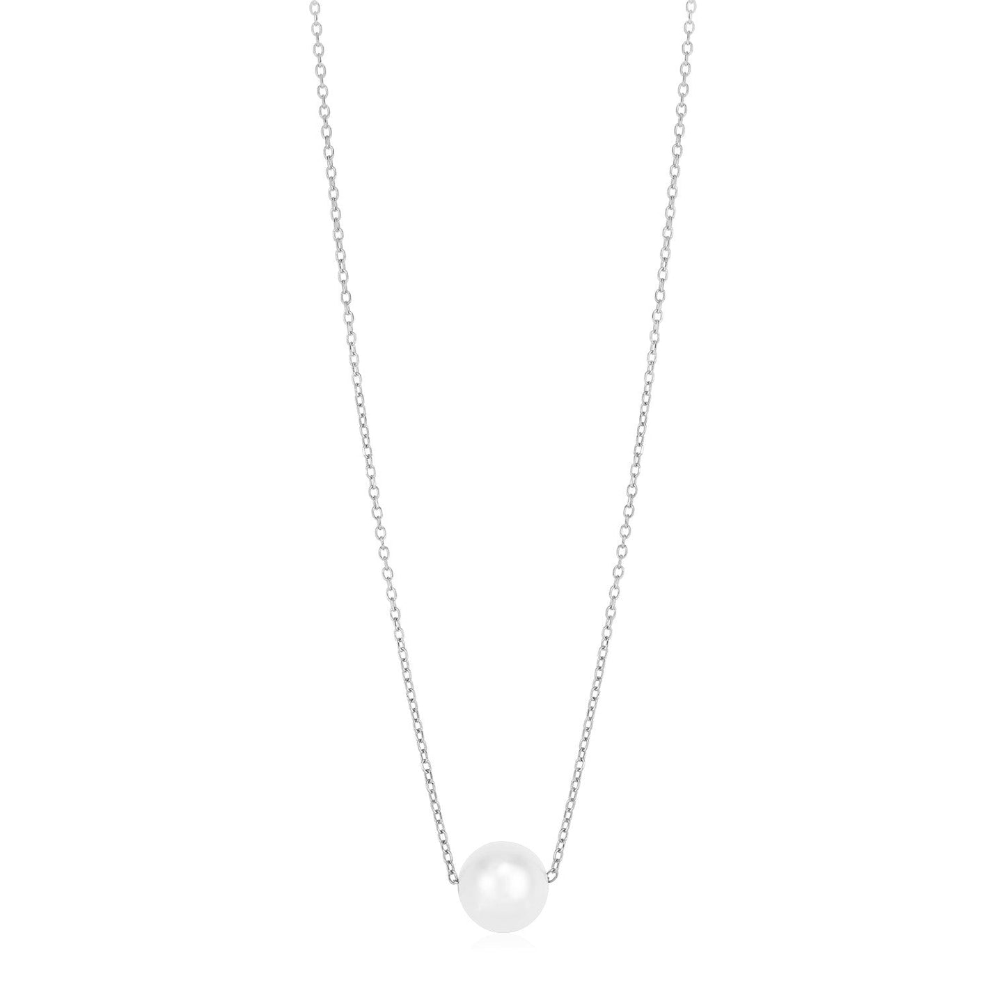 14k White Gold Pearl Solitaire Necklace - Alexandria Jewelry & Company Beverly Hills