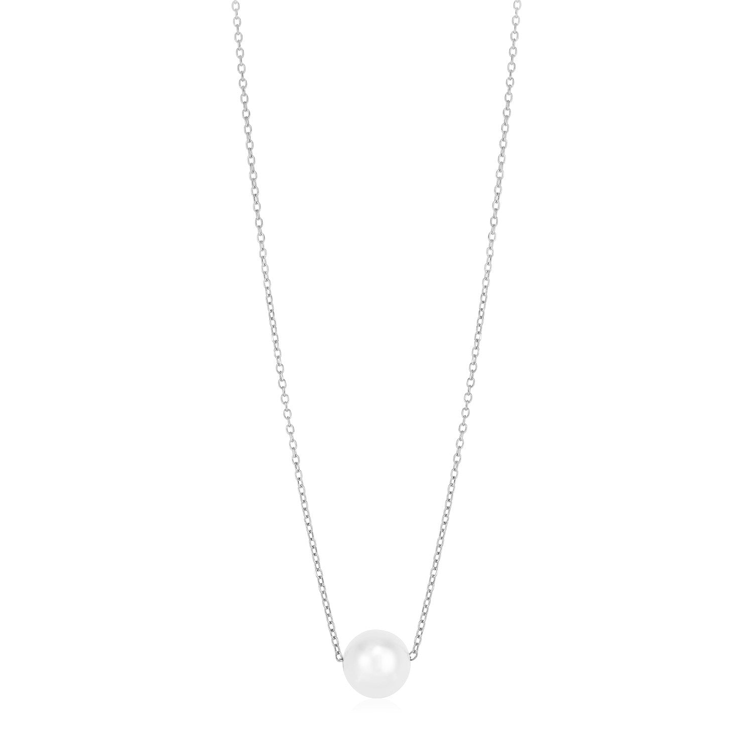 14k White Gold Pearl Solitaire Necklace - Alexandria Jewelry & Company Beverly Hills