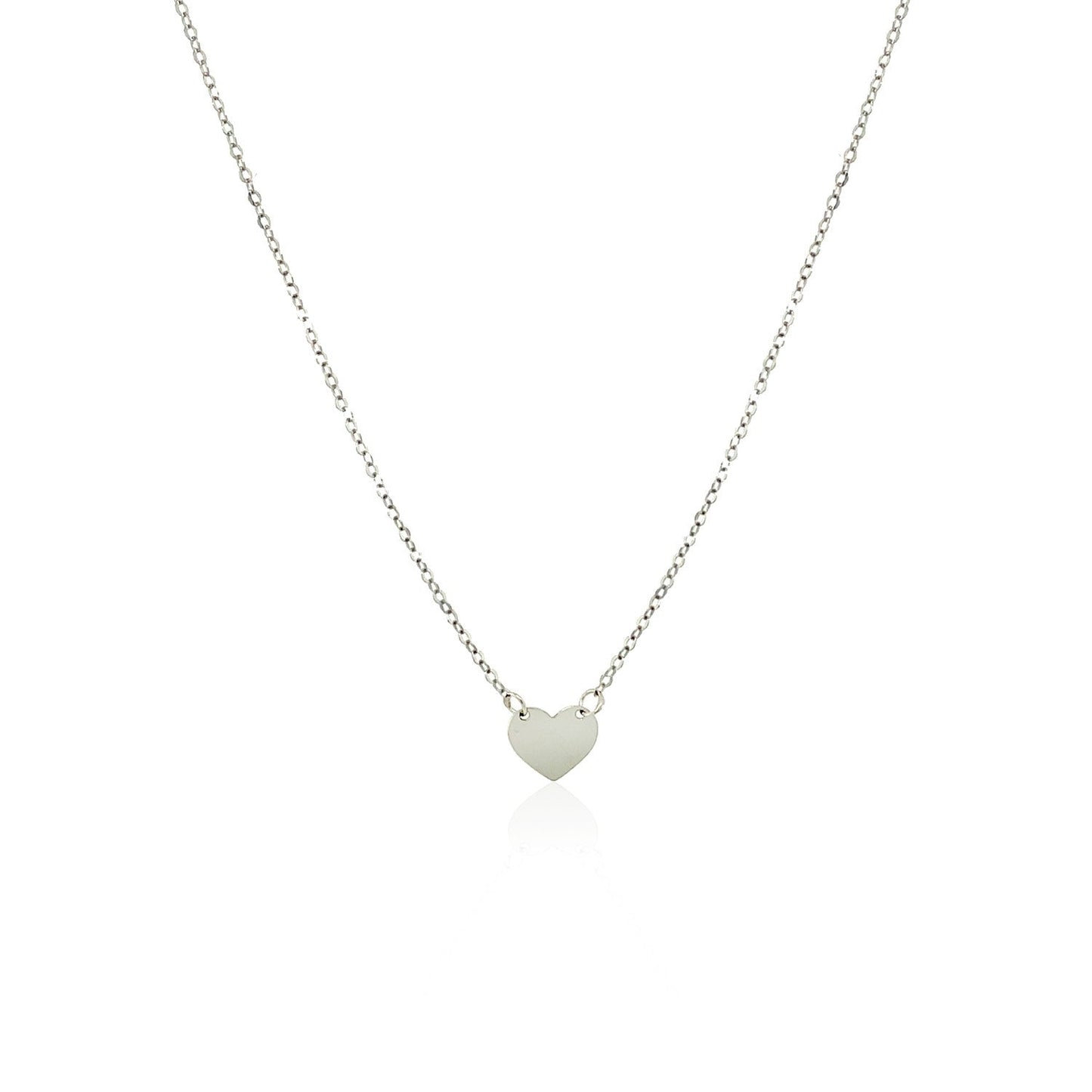 14k White Gold Polished Mini Heart Necklace - Alexandria Jewelry & Company Beverly Hills