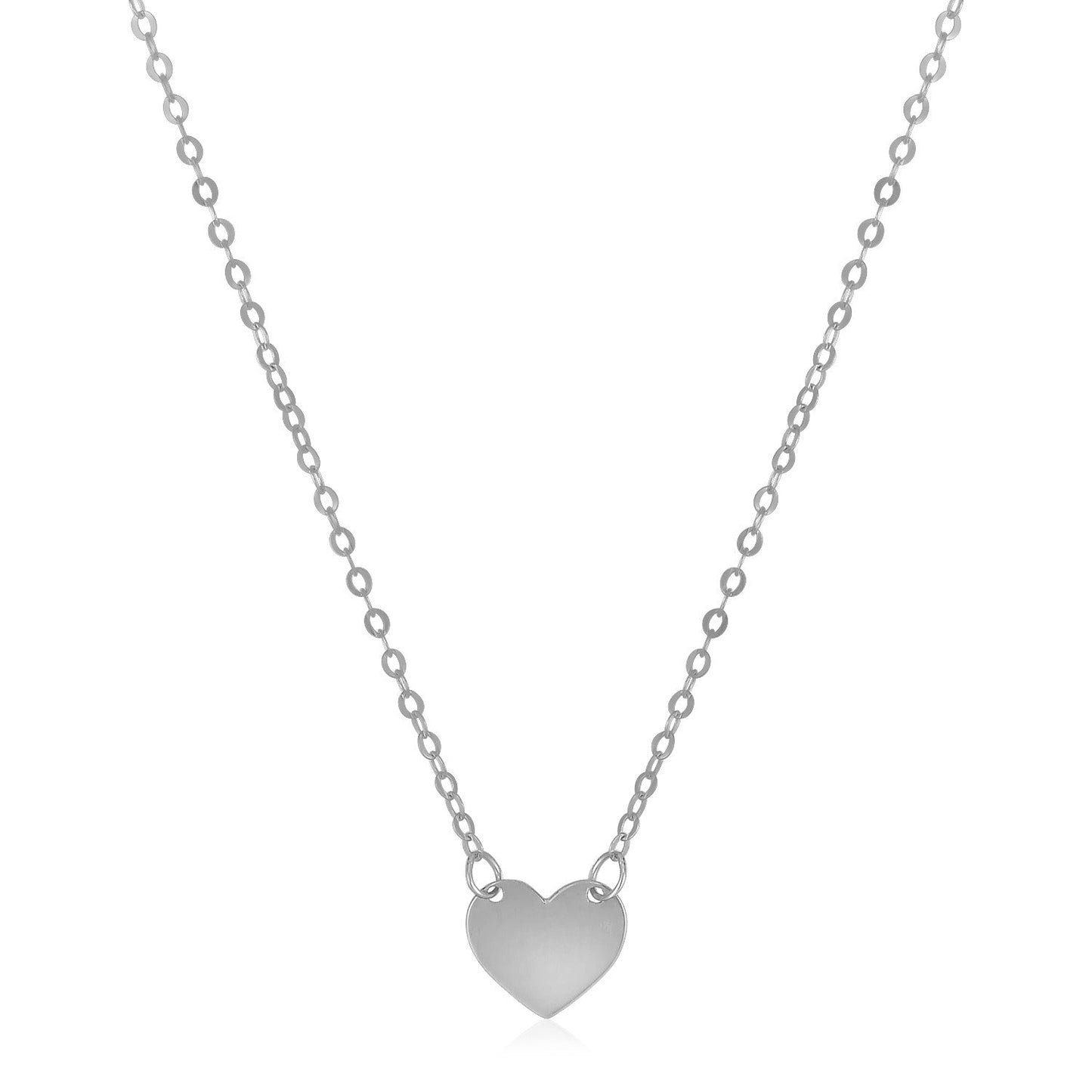 14k White Gold Polished Mini Heart Necklace - Alexandria Jewelry & Company Beverly Hills