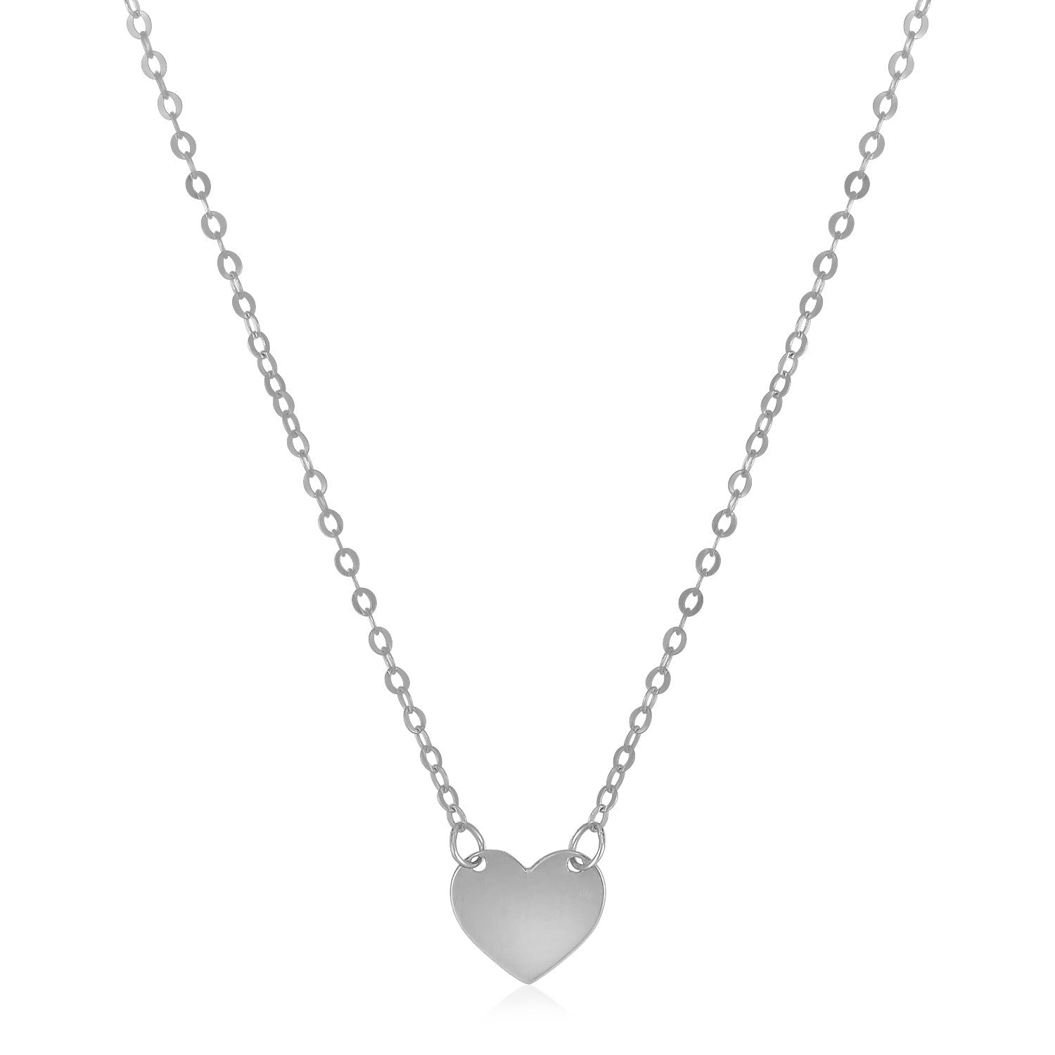 14k White Gold Polished Mini Heart Necklace - Alexandria Jewelry & Company Beverly Hills