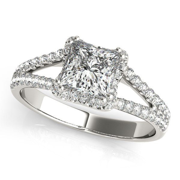 14k White Gold Princes Cut Halo Split Shank Diamond Engagement Ring (2 cttw) - Alexandria Jewelry & Company Beverly Hills