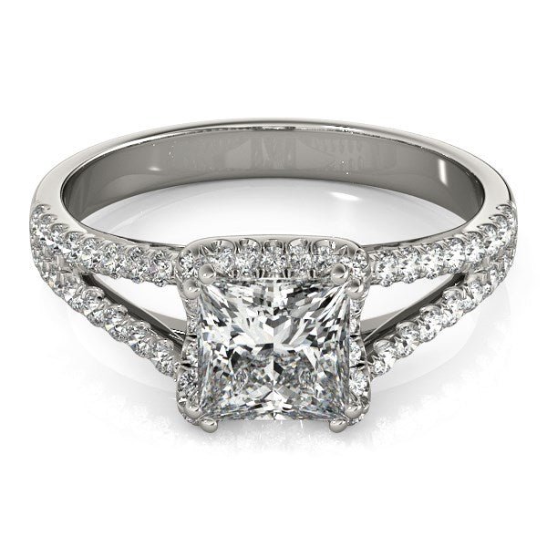 14k White Gold Princes Cut Halo Split Shank Diamond Engagement Ring (2 cttw) - Alexandria Jewelry & Company Beverly Hills