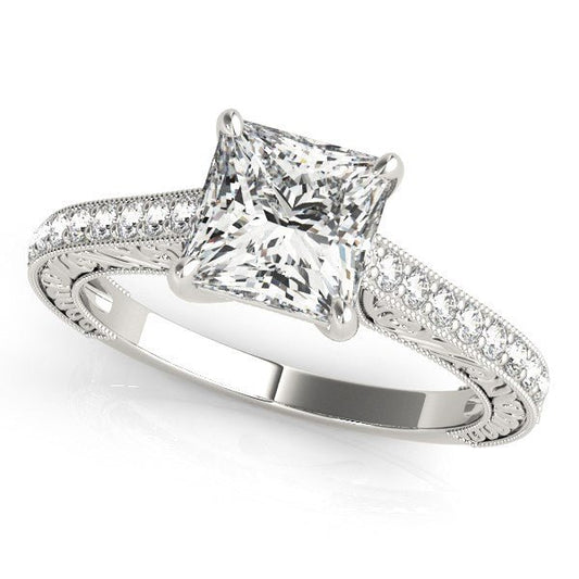 14k White Gold Princess Cut Diamond Engagement Ring (1 1/4 cttw) - Alexandria Jewelry & Company Beverly Hills