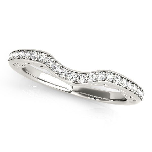 14k White Gold Prong Set Curved Diamond Wedding Ring (1/6 cttw) - Alexandria Jewelry & Company Beverly Hills