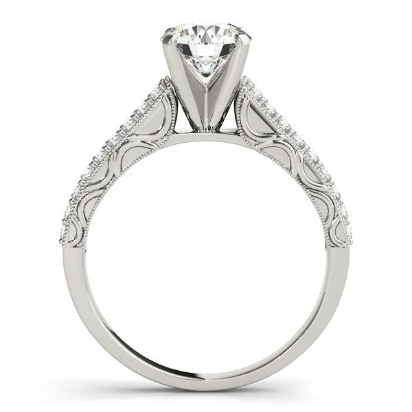 14k White Gold Pronged Diamond Antique Style Engagement Ring (1 1/3 cttw) - Alexandria Jewelry & Company Beverly Hills