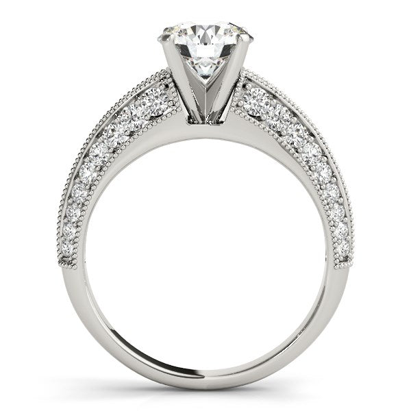 14k White Gold Pronged Round Antique Diamond Engagement Ring (1 1/2 cttw) - Alexandria Jewelry & Company Beverly Hills