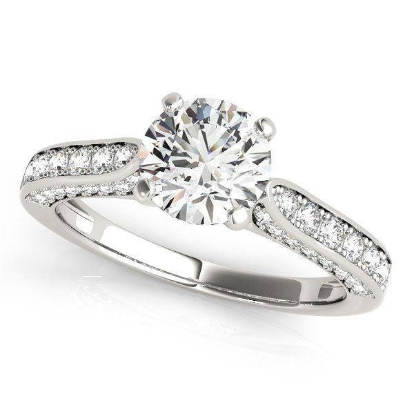 14k White Gold Round Cathedral Diamond Engagement Ring (1 1/2 cttw) - Alexandria Jewelry & Company Beverly Hills