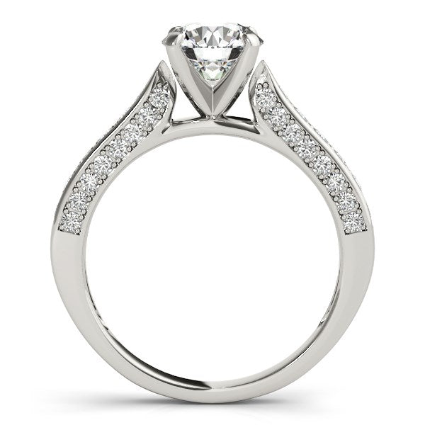 14k White Gold Round Cathedral Diamond Engagement Ring (1 1/2 cttw) - Alexandria Jewelry & Company Beverly Hills