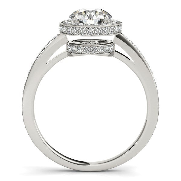 14k White Gold Round Diamond Engagement Ring with Pave Set Halo (1 1/2 cttw) - Alexandria Jewelry & Company Beverly Hills