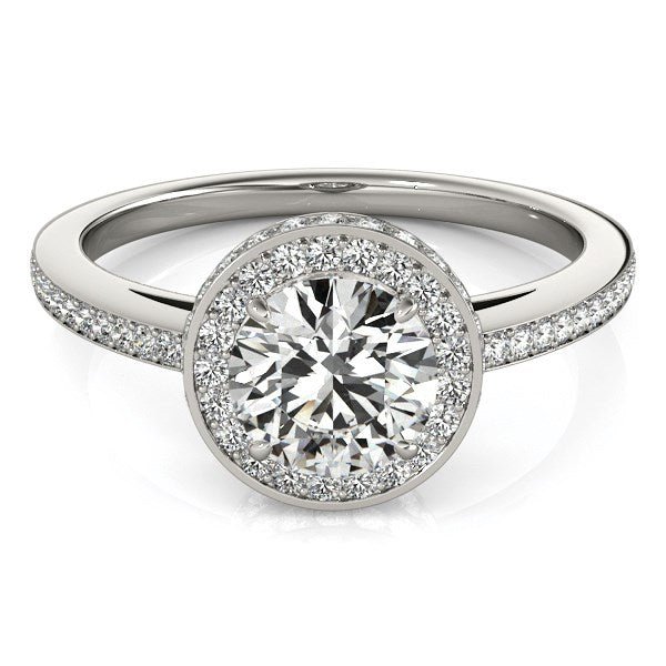 14k White Gold Round Diamond Engagement Ring with Pave Set Halo (1 1/2 cttw) - Alexandria Jewelry & Company Beverly Hills