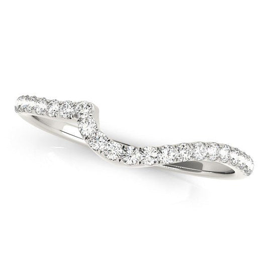 14k White Gold Round Pave Setting Curved Diamond Wedding Ring (1/5 cttw) - Alexandria Jewelry & Company Beverly Hills