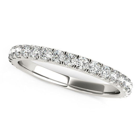 14k White Gold Round Pave Setting Diamond Wedding Band (3/8 cttw) - Alexandria Jewelry & Company Beverly Hills