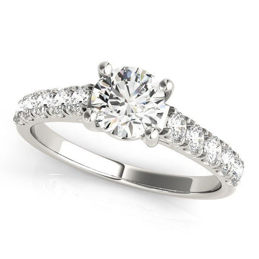 14k White Gold Round Trellis Setting Diamond Engagement Ring (1 cttw) - Alexandria Jewelry & Company Beverly Hills