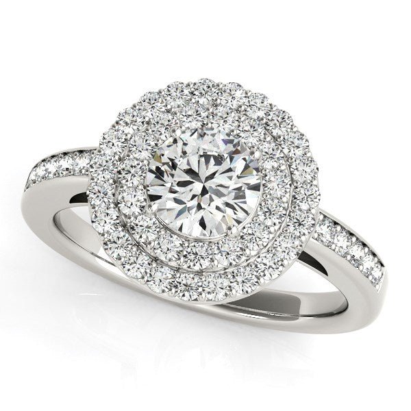 14k White Gold Round with Two-Row Halo Diamond Engagement Ring (1 1/2 cttw) - Alexandria Jewelry & Company Beverly Hills