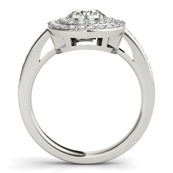 14k White Gold Round with Two-Row Halo Diamond Engagement Ring (1 1/2 cttw) - Alexandria Jewelry & Company Beverly Hills