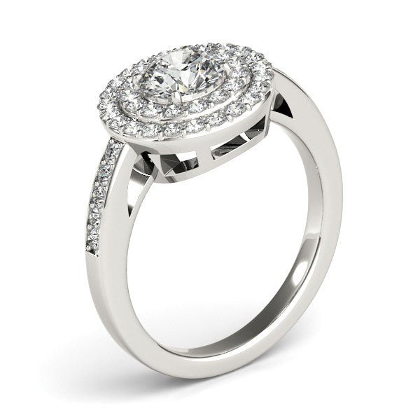 14k White Gold Round with Two-Row Halo Diamond Engagement Ring (1 1/2 cttw) - Alexandria Jewelry & Company Beverly Hills