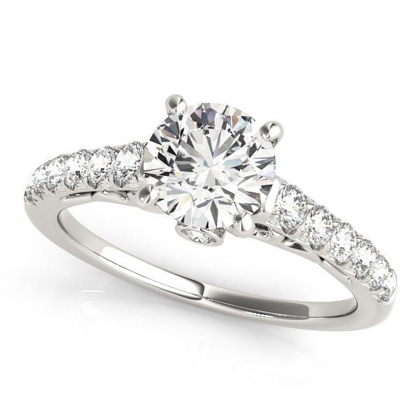 14k White Gold Scalloped Single Row Band Diamond Engagement Ring (1 3/8 cttw) - Alexandria Jewelry & Company Beverly Hills