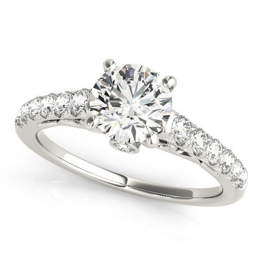 14k White Gold Scalloped Single Row Band Diamond Engagement Ring (1 3/8 cttw) - Alexandria Jewelry & Company Beverly Hills