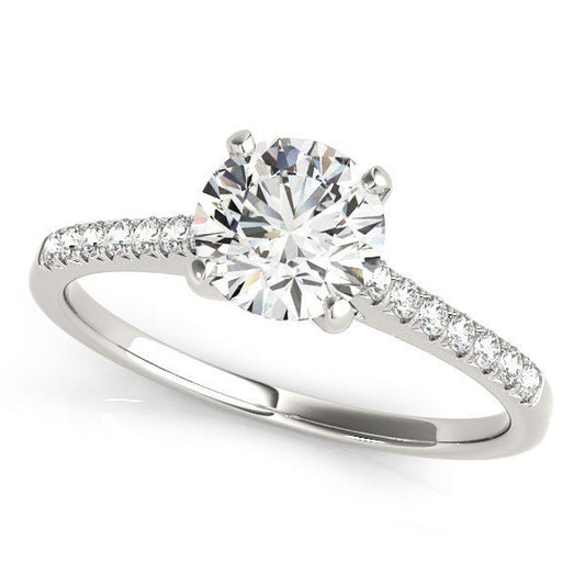 14k White Gold Single Row Scalloped Set Diamond Engagement Ring (1 1/8 cttw) - Alexandria Jewelry & Company Beverly Hills