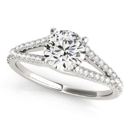 14k White Gold Split Shank Round Pronged Diamond Engagement Ring (1 1/8 cttw) - Alexandria Jewelry & Company Beverly Hills