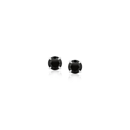 14k White Gold Stud Earrings with Black 4mm Cubic Zirconia - Alexandria Jewelry & Company Beverly Hills