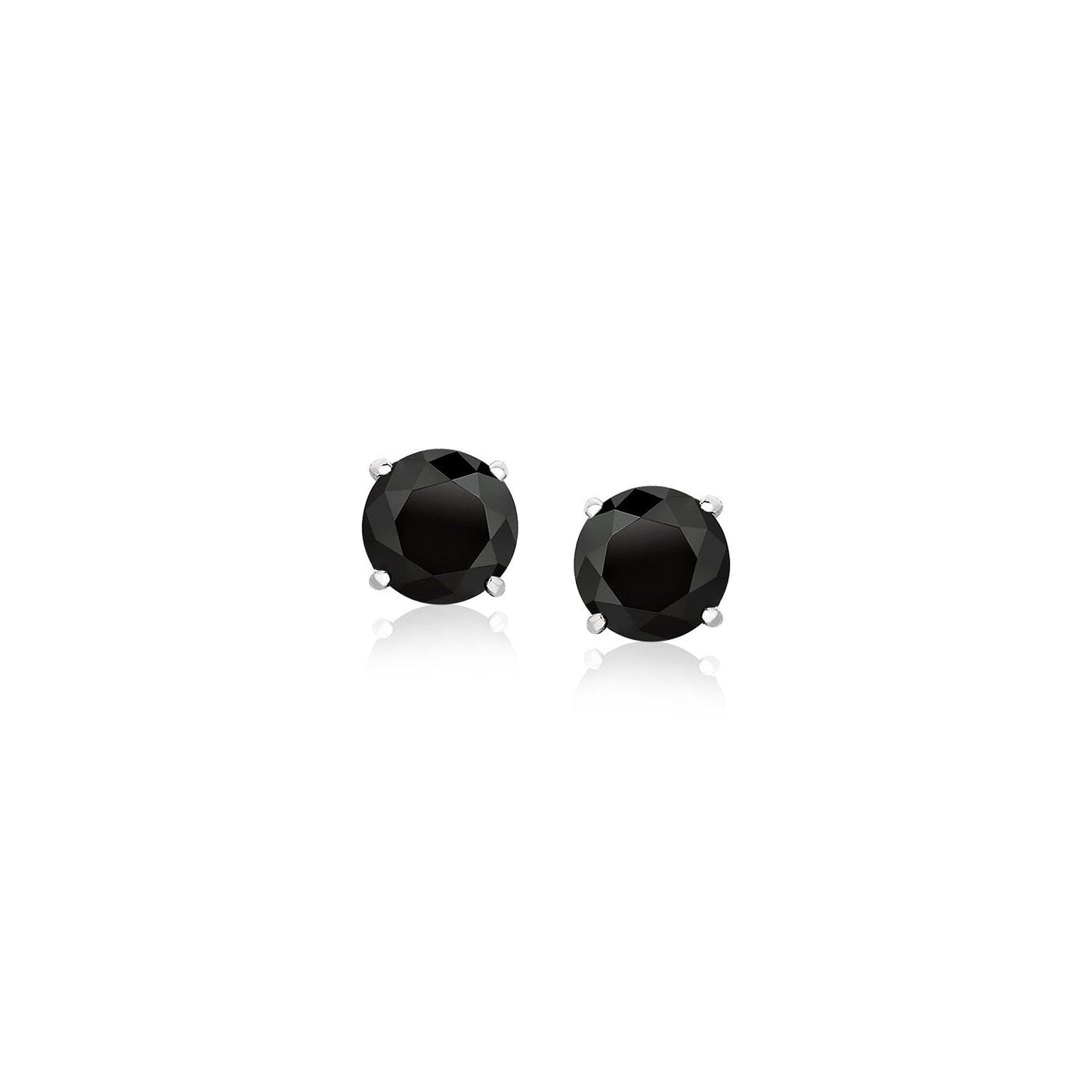 14k White Gold Stud Earrings with Black 5mm Faceted Cubic Zirconia - Alexandria Jewelry & Company Beverly Hills