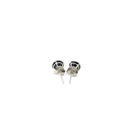 14k White Gold Stud Earrings with Black 5mm Faceted Cubic Zirconia - Alexandria Jewelry & Company Beverly Hills