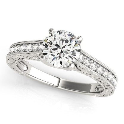 14k White Gold Trellis Antique Style Diamond Engagement Ring (1 1/4 cttw) - Alexandria Jewelry & Company Beverly Hills