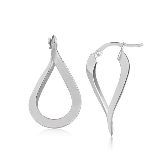 14k White Gold Twisted Freeform Hoop Earrings - Alexandria Jewelry & Company Beverly Hills