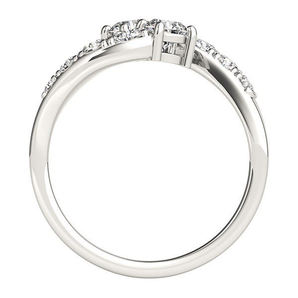 14k White Gold Two Stone Overlap Design Diamond Ring (1 cttw) - Alexandria Jewelry & Company Beverly Hills