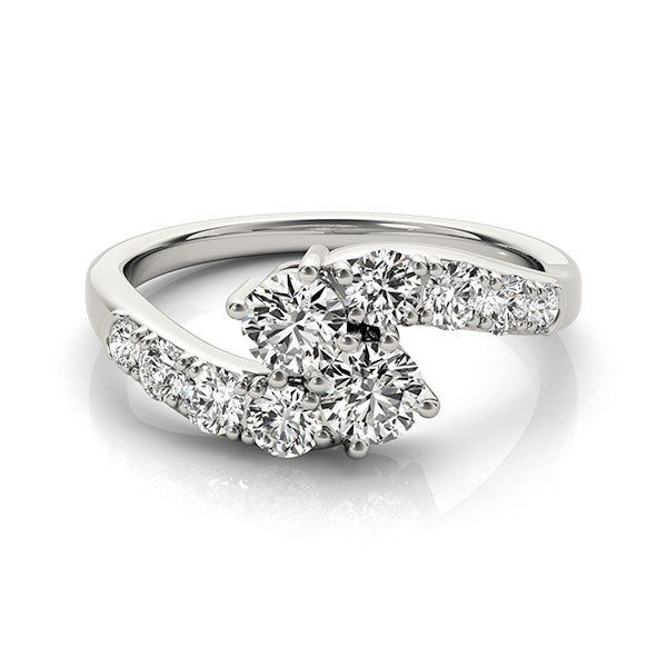 14k White Gold Two Stone Overlap Design Diamond Ring (1 cttw) - Alexandria Jewelry & Company Beverly Hills