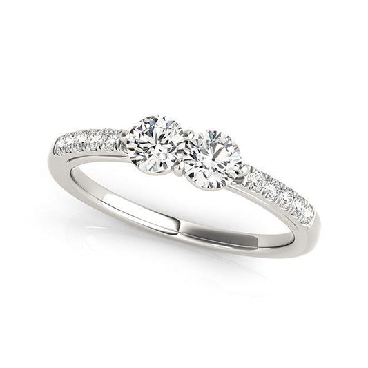 14k White Gold Two Stone Round Diamond Ring (5/8 cttw) - Alexandria Jewelry & Company Beverly Hills