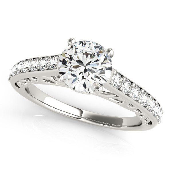 14k White Gold Unique Detailing Diamond Engagement Ring (1 1/3 cttw) - Alexandria Jewelry & Company Beverly Hills