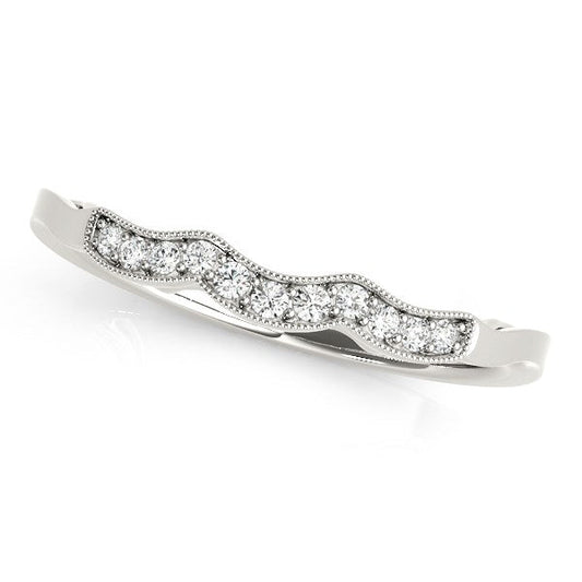 14k White Gold Wave Style Milgrained Diamond Wedding Ring (1/20 cttw) - Alexandria Jewelry & Company Beverly Hills