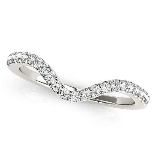 14k White Gold Wavy Design Round Diamond Wedding Ring (1/6 cttw) - Alexandria Jewelry & Company Beverly Hills