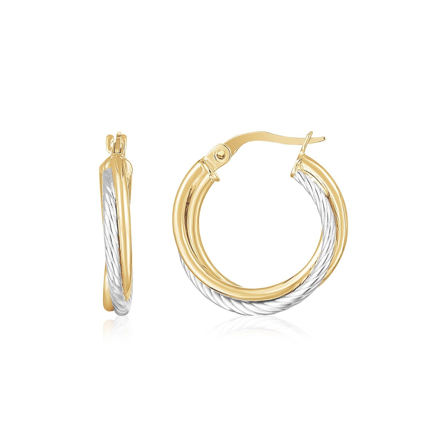 14K Yellow and White Gold Twisted Hoops - Alexandria Jewelry & Company Beverly Hills