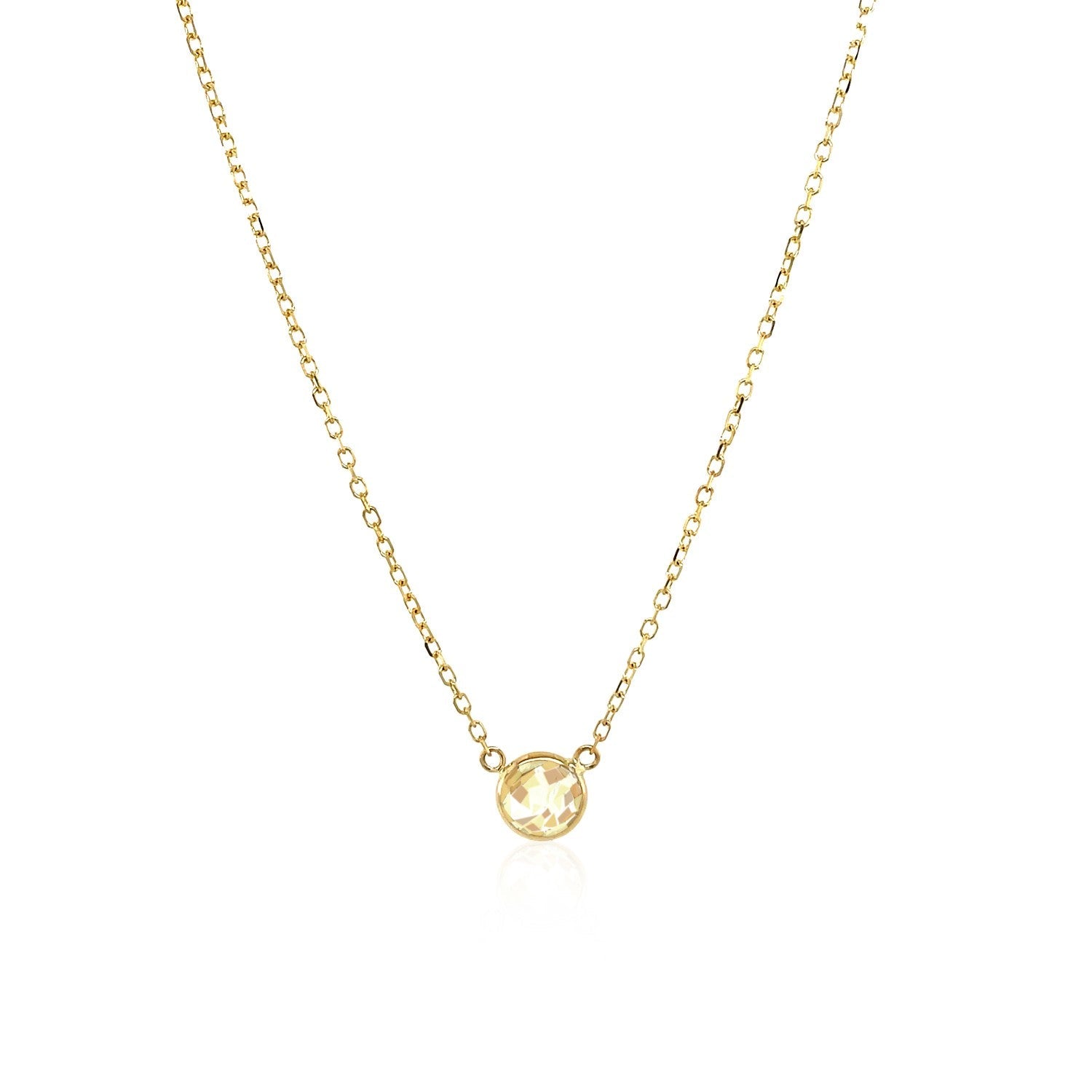 14k Yellow Gold 17 inch Necklace with Round White Topaz - Alexandria Jewelry & Company Beverly Hills