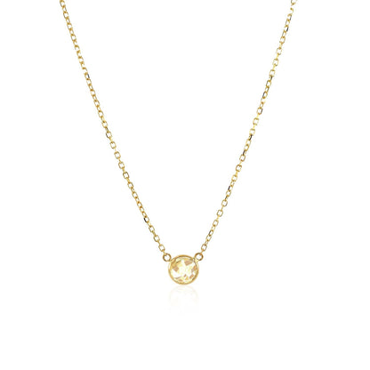 14k Yellow Gold 17 inch Necklace with Round White Topaz - Alexandria Jewelry & Company Beverly Hills