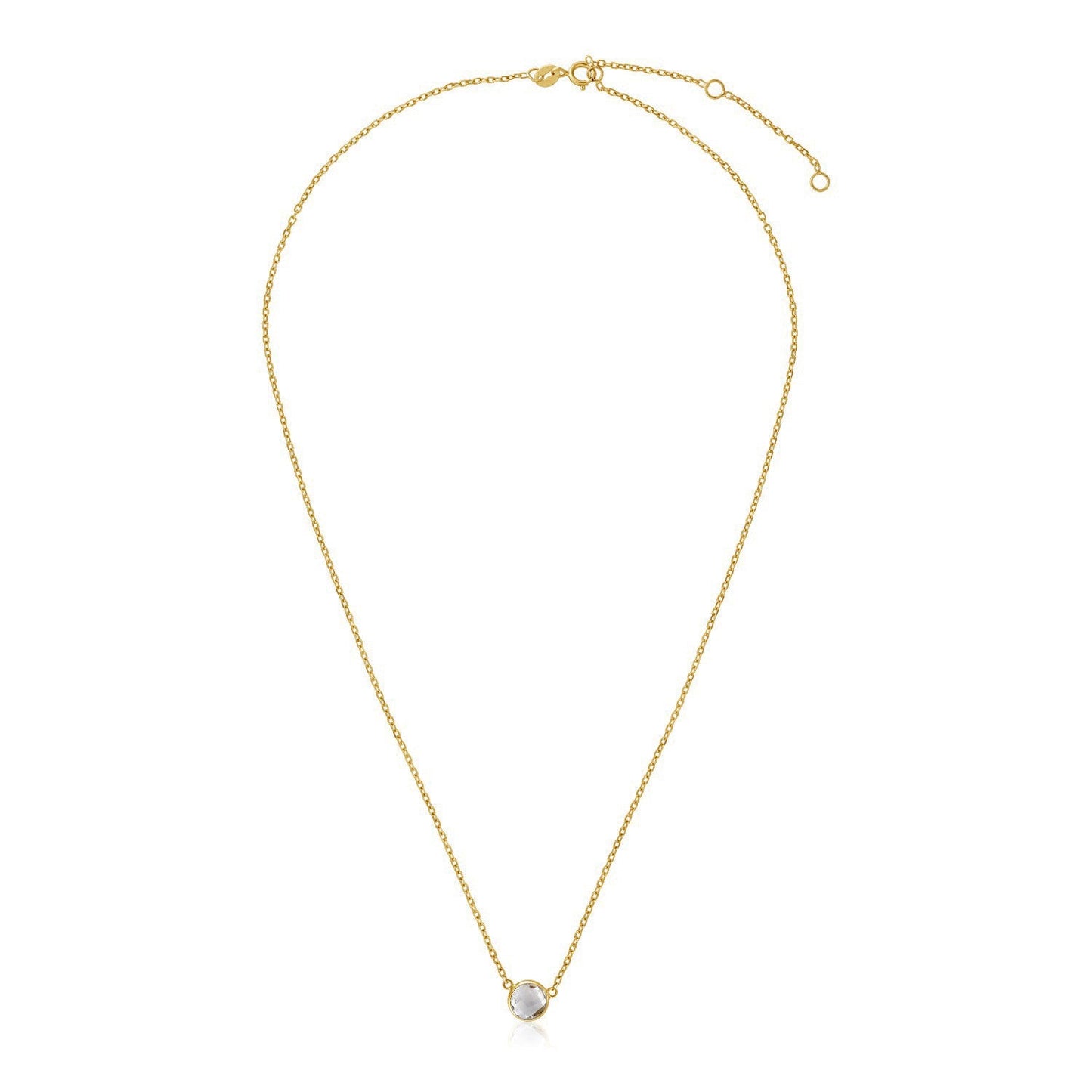 14k Yellow Gold 17 inch Necklace with Round White Topaz - Alexandria Jewelry & Company Beverly Hills