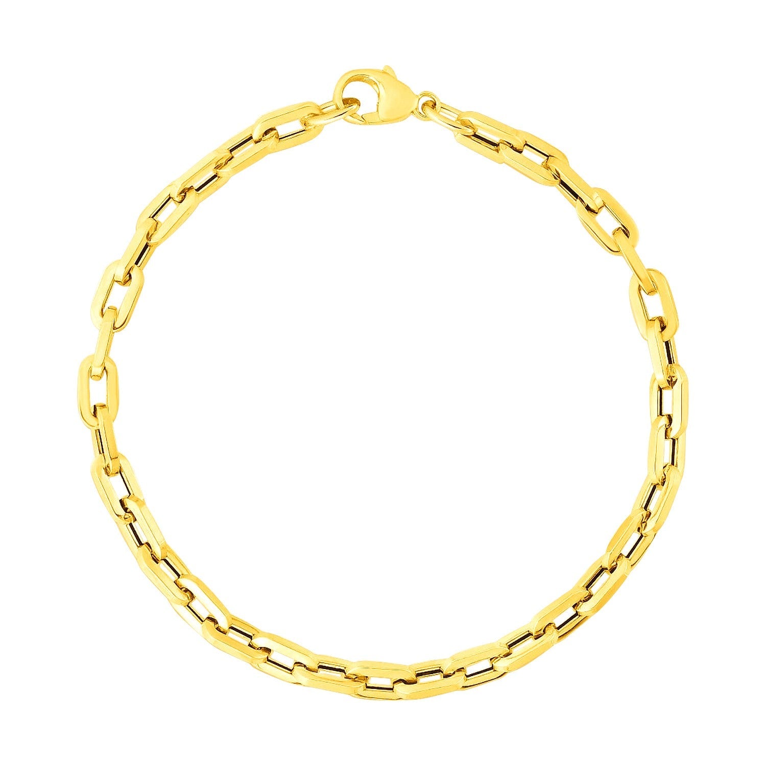 14k Yellow Gold 7 1/2 inch Paperclip Chain Bracelet with Three Diamond Links - Alexandria Jewelry & Company Beverly Hills