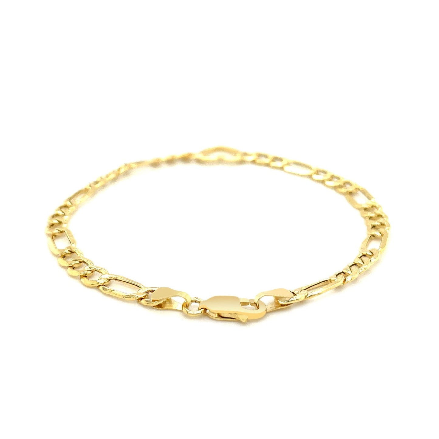 14k Yellow Gold 7 inch Figaro Chain Bracelet with Heart - Alexandria Jewelry & Company Beverly Hills