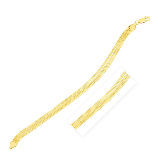 14k Yellow Gold 7 inch Three Strand Herringbone Chain Bracelet - Alexandria Jewelry & Company Beverly Hills