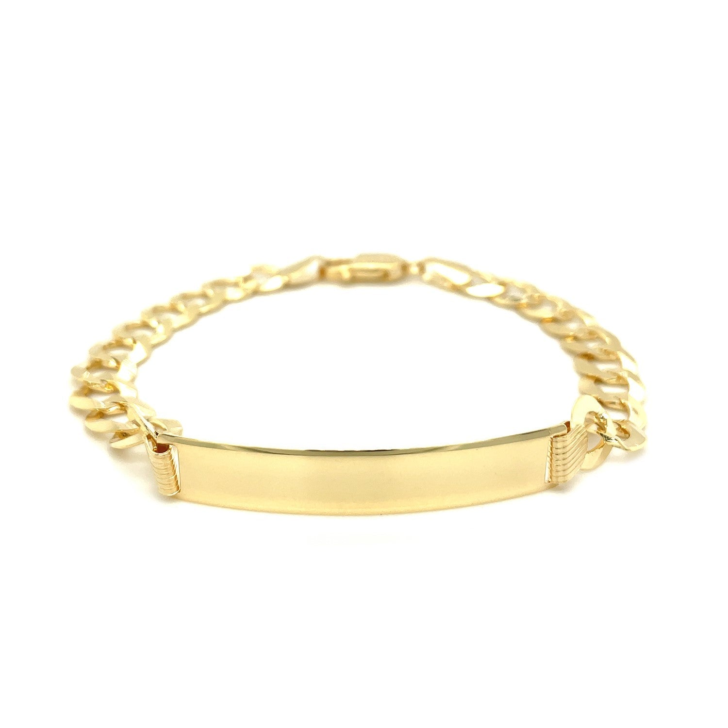 14k Yellow Gold 8 1/2 inch Mens Curb Chain ID Bracelet - Alexandria Jewelry & Company Beverly Hills