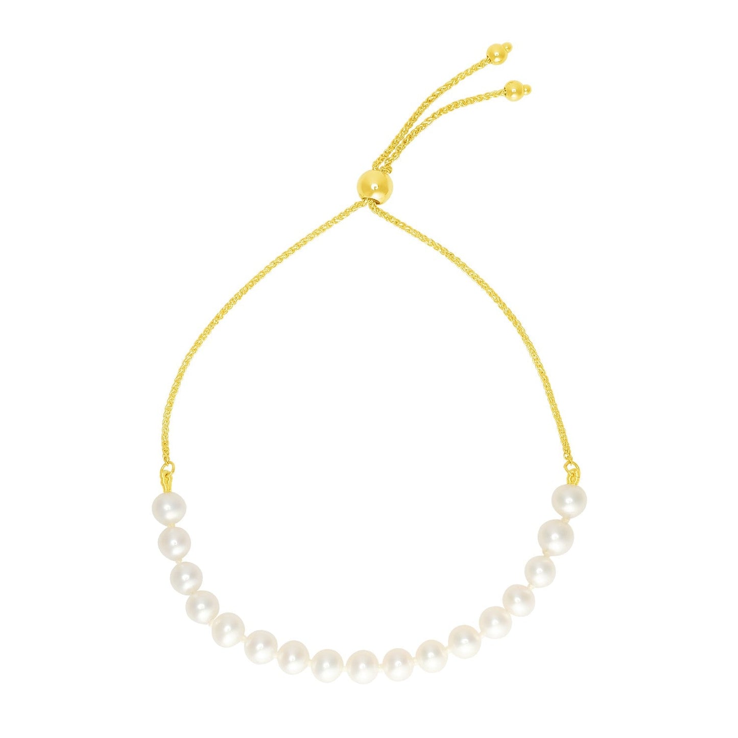 14k Yellow Gold Adjustable Friendship Bracelet with Pearls - Alexandria Jewelry & Company Beverly Hills