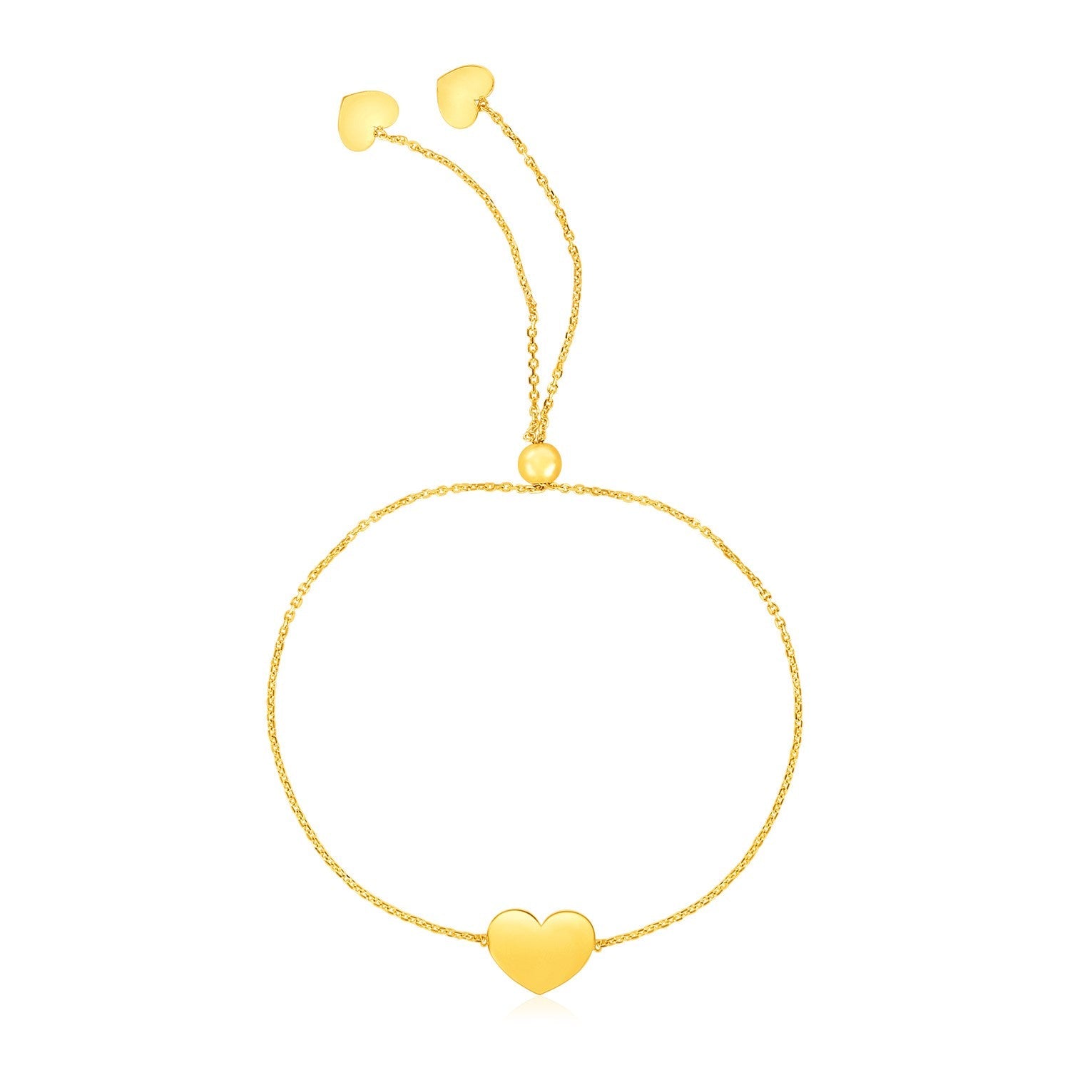 14k Yellow Gold Adjustable Heart Bracelet - Alexandria Jewelry & Company Beverly Hills