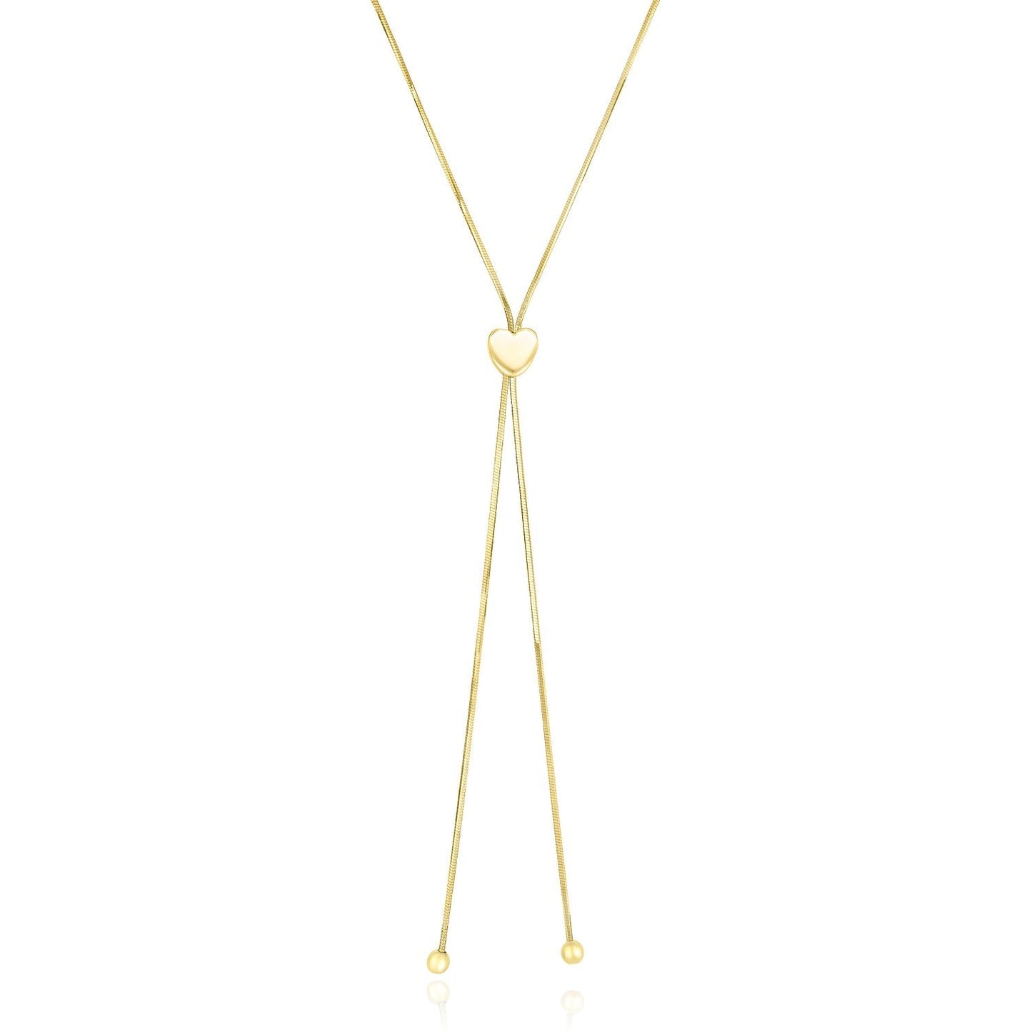 14k Yellow Gold Adjustable Heart Style Lariat Necklace - Alexandria Jewelry & Company Beverly Hills