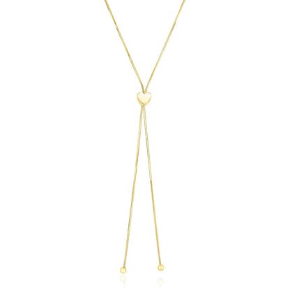 14k Yellow Gold Adjustable Heart Style Lariat Necklace - Alexandria Jewelry & Company Beverly Hills