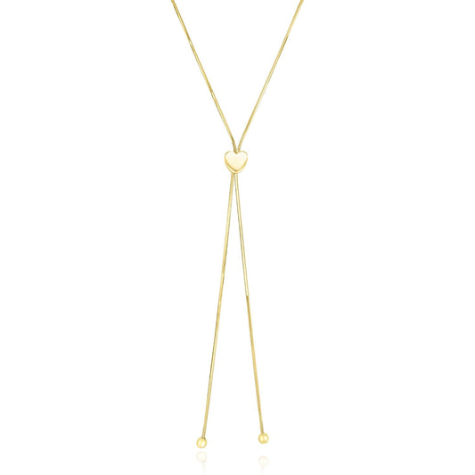 14k Yellow Gold Adjustable Heart Style Lariat Necklace - Alexandria Jewelry & Company Beverly Hills