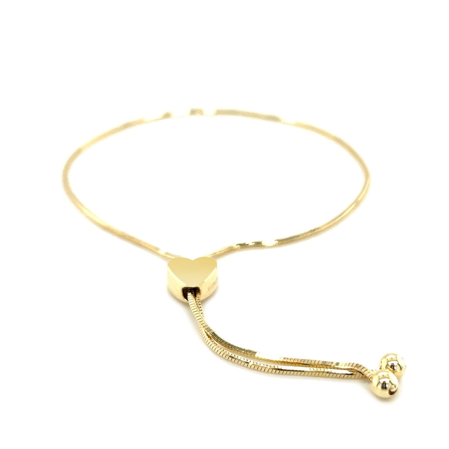 14k Yellow Gold Adjustable Lariat Style Heart Motif Bracelet - Alexandria Jewelry & Company Beverly Hills